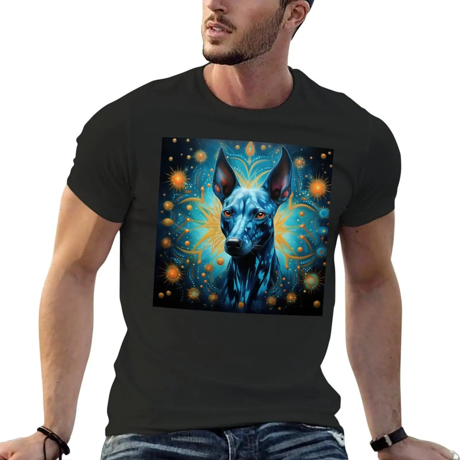 Xoloitzcuintle Mexican Hairless Dogs Xolo Dogs Art in Old Retro Vintage T-Shirt anime sublime fruit of the loom mens t shirts