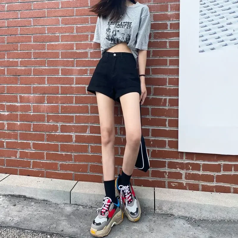 Short en Jean Court de Style Coréen pour Femme, avec Poche à la Taille, Élégant, Kpop, Décontracté, Fleuri, artificiel astique, de Styliste, Été