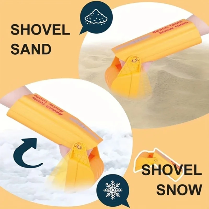 DT16 2Pcs Professional Sand Snow Shovel Heavy Duty Plastic Bright Orange Grabber for Kids Beach Winter Play