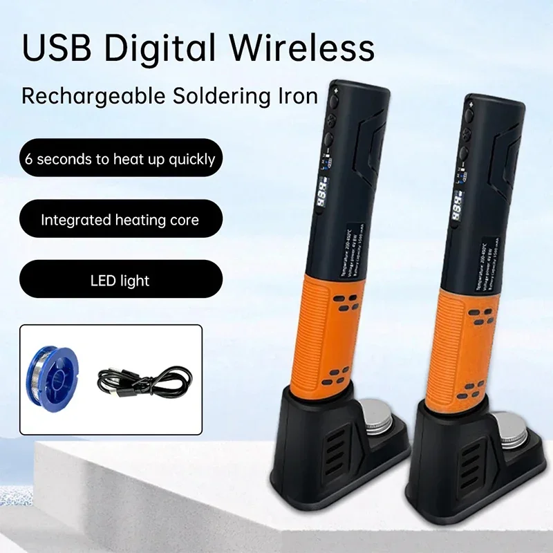 Portable Wireless USB Digital Display 200-450℃ Fast Heating Soldering Iron Household Rechargeable Soldering Pen Welding Tool