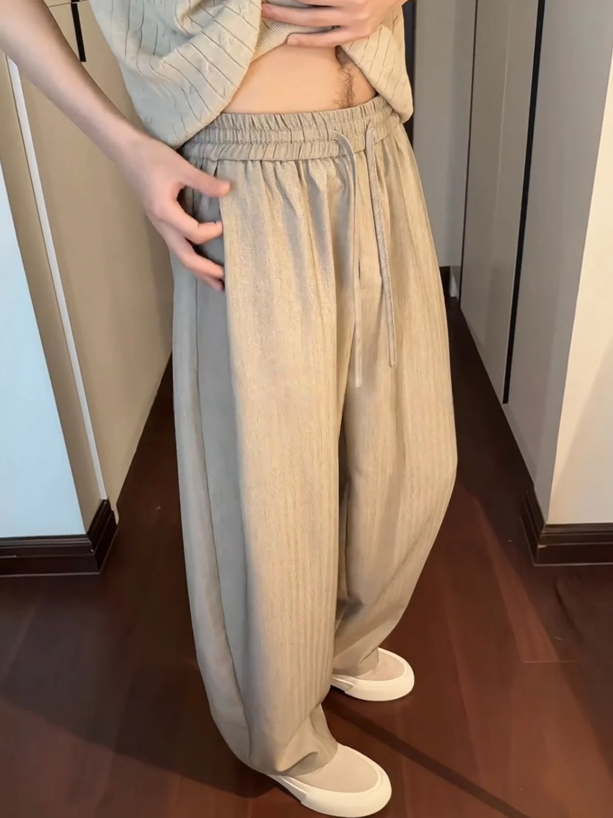 

Spring Summer Men's Casual Loose Straight Leg Pants Drapey Comfortable Breathable Fashionable Versatile Lightweight Trousers