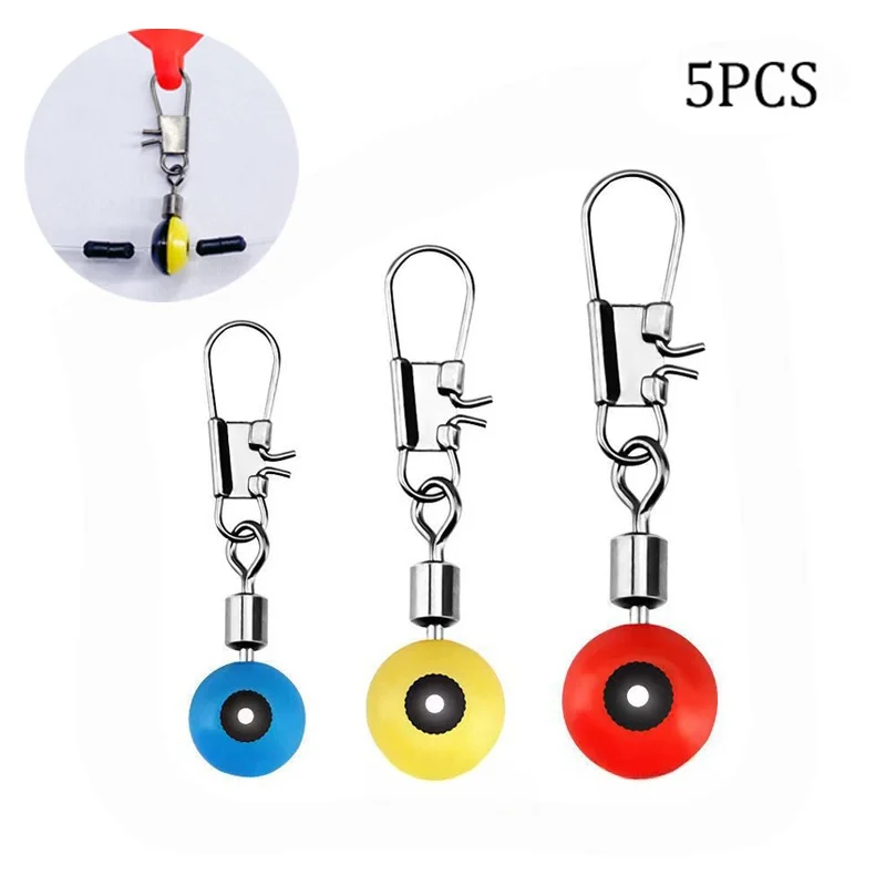 5pcs Sea Fishing Connector Swivels Float Bobber Stops Space Beans Pin Bearing Rolling Snap for Sea Fishing Hooks Lure Tackle Acc