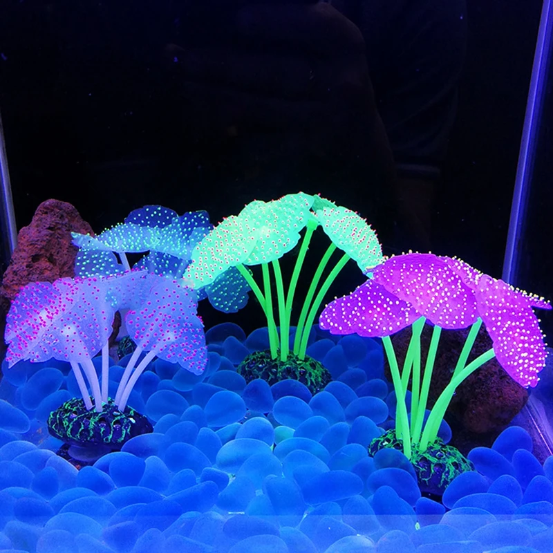 Environmentally Friendly Silicone Simulation Coral Fluorescent Aquarium Decoration Landscape Ornament Fish Tank