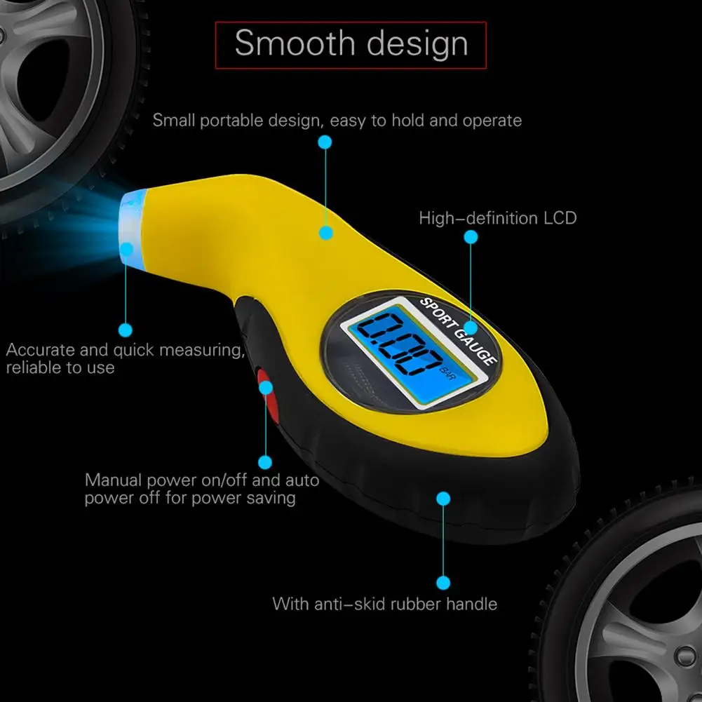 Car Bike Truck Auto Air PSI Meter Tester Tyre Digital Tire Pressure Gauge LCD