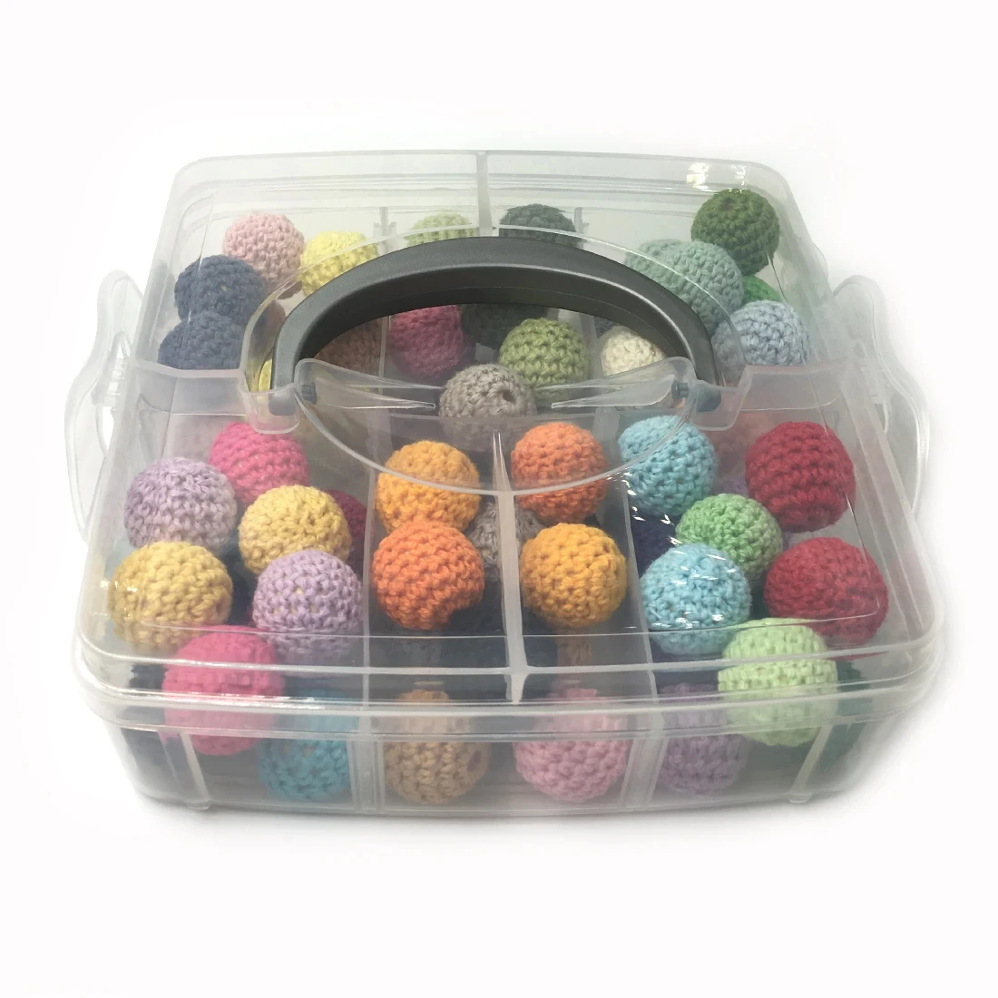 ABCPICK Chunky Wooden Crochet Beads Set Nursing Silk Cotton Knitted Bead DIY Pacifier Chain Jewelry Making Handmade Accessories