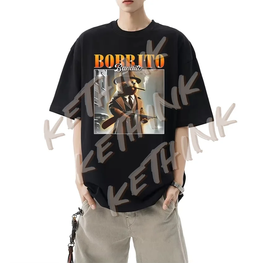 

Новинка 202, забавная футболка Bobrito Bandito, итальянская футболка Brainrot Meme, мужские и женские футболки с короткими рукавами в стиле Харадзюку, топ унисекс