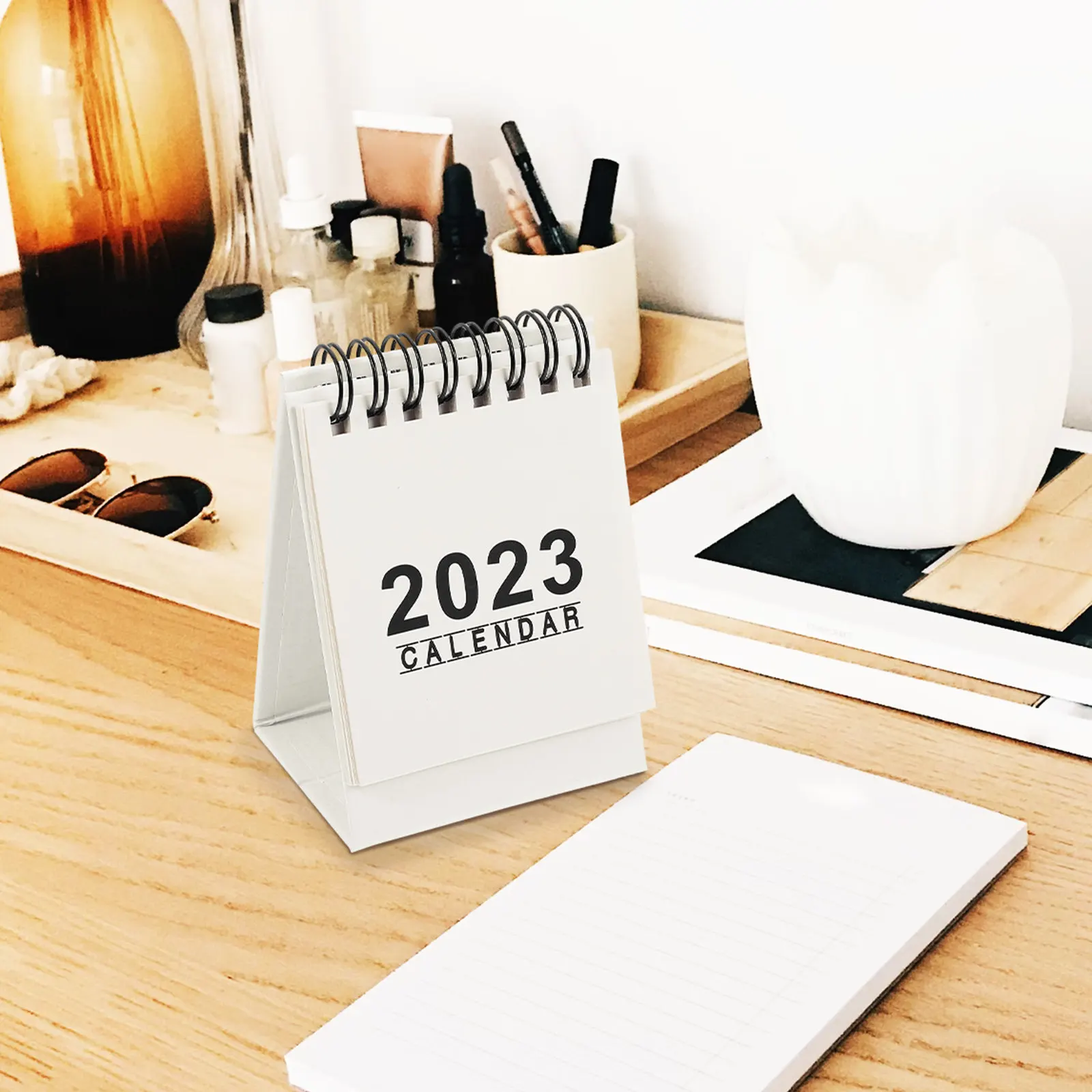 

2023 Desktop Calendar Premium Paper Compact Sturdy Steady Bracket Creative Coil Monthly Planner Calendar for Office Home