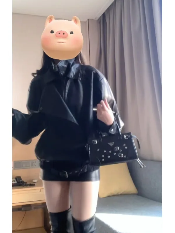 レトロハイファッション ブラレザー ジャケット オーバーサイズ キュート ワークウェア スリムコート 秋 2026 レディース プレミアムクオリティコート ジッパーC...