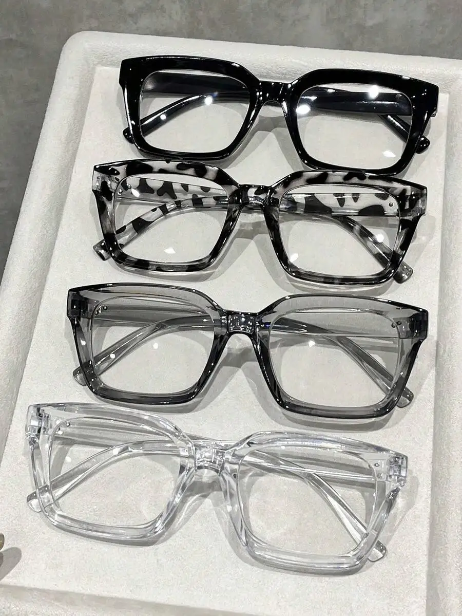 3pcs/Set Women's Geometric Frame Transparent Glasses, Fashion Glasses, Daily Decorative Accessories, Transparent Glasses