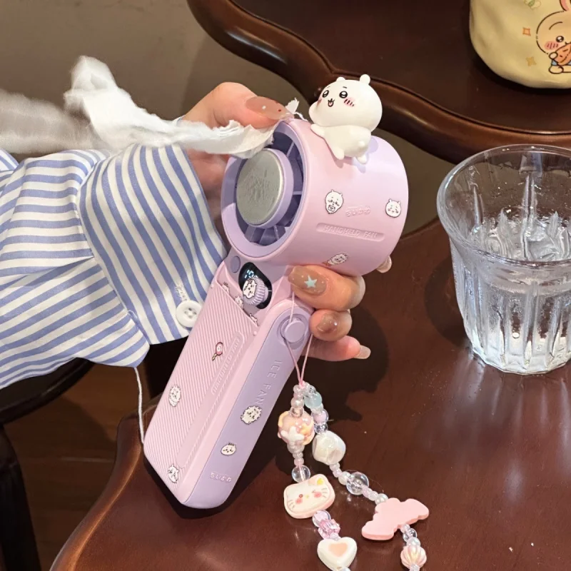 

Kawaii Chiikawa Handheld Fan Cute Portable USB Rechargeable Mini Fan with Digital Display Perfect for Summer Use