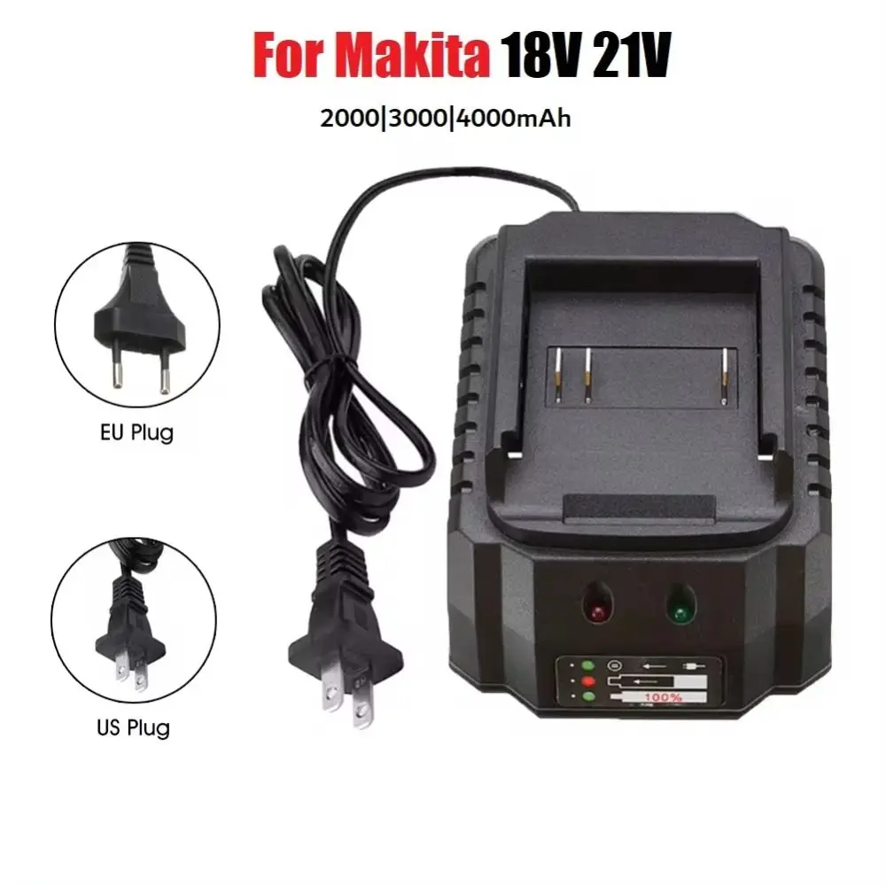 

1Pcs Portable Battery Charger Power Tool US/EU plug Li-ion Charging Adapter 18V 21V Replacement Parts for Makita