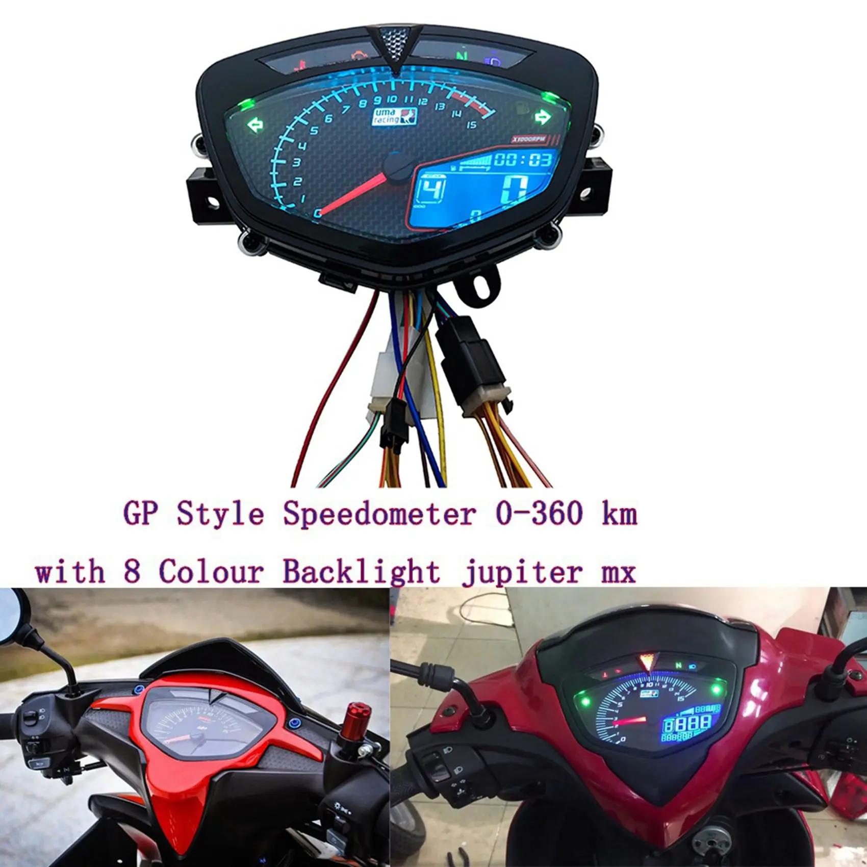 A03Z-2X Digital Meter For Lc135 V1 Jupiter MX Copy Uma Motorcycle Speedometer LCD RPM Tachometer Meter