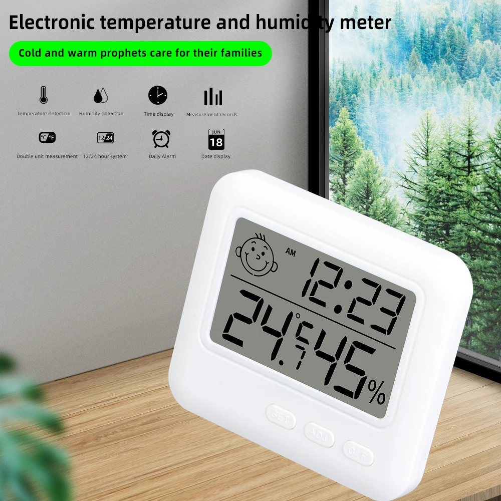 

Mini LCD Display Temperature Meter Hygrometer Hook Weather Station Digital Thermomether and Humidity Meter for Home Vehicles