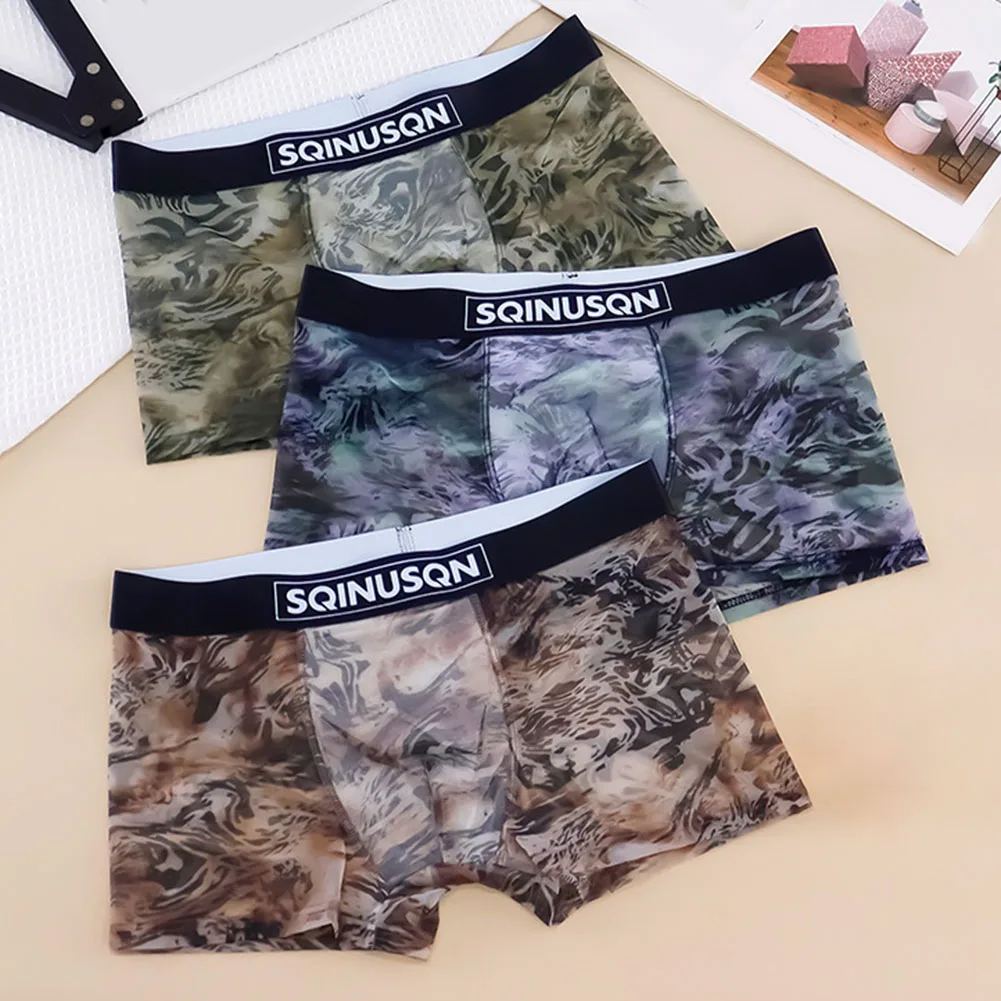 

Сетчатые боксеры из ледяного шелка, нижнее белье, мягкий крой, новый сорт, классический стиль, удобный дизайн, легкие боксеры