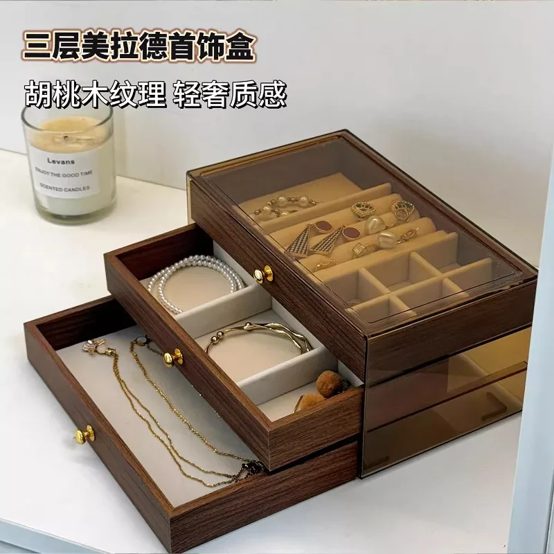 

Solid wood multi-layer anti-oxidation jewelry storage box large capacity earrings gold jewelry jewelry box jewelry display box