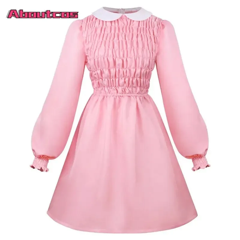 Aboutcos Stranger Cos Things 11 Cosplay Anime Costume For Women Pink Dress Outfits Fantasia Halloween Carnival Party Suit