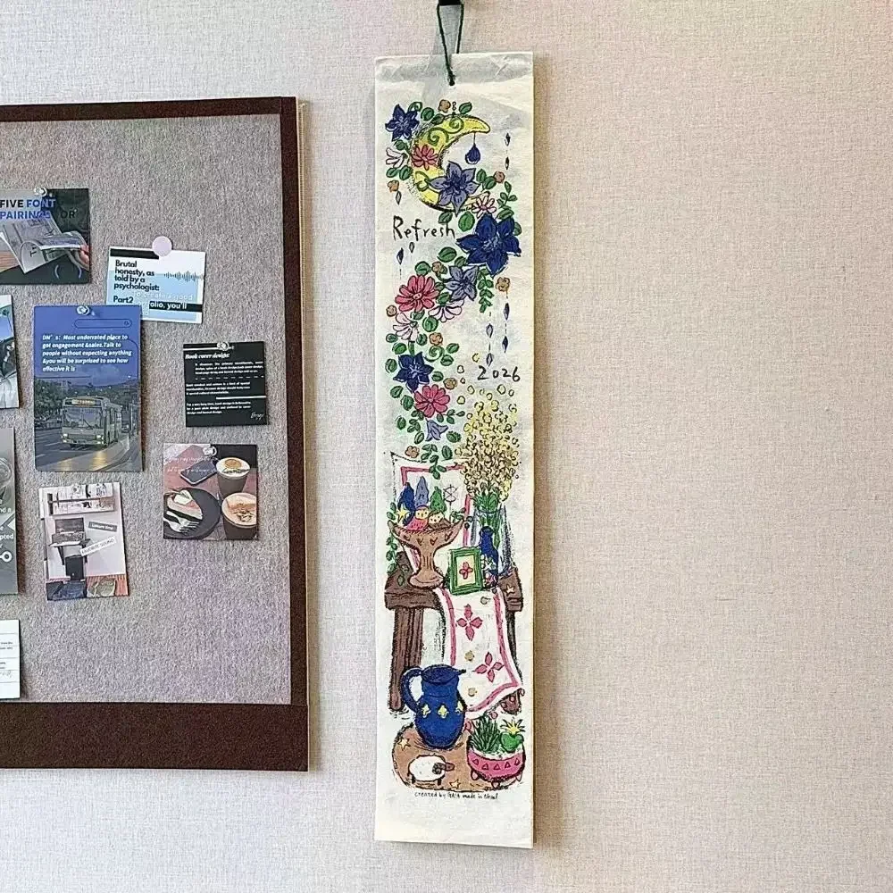 1pc Vintage 2027 Flip Page Hanging Calendar, Flower Graffiti Illustration, Home Decor Ornament