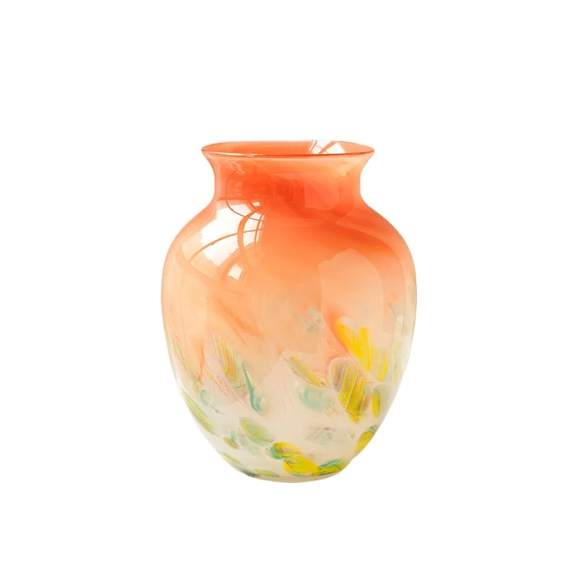 

Color gradual change polka dot glazed vase French ornament