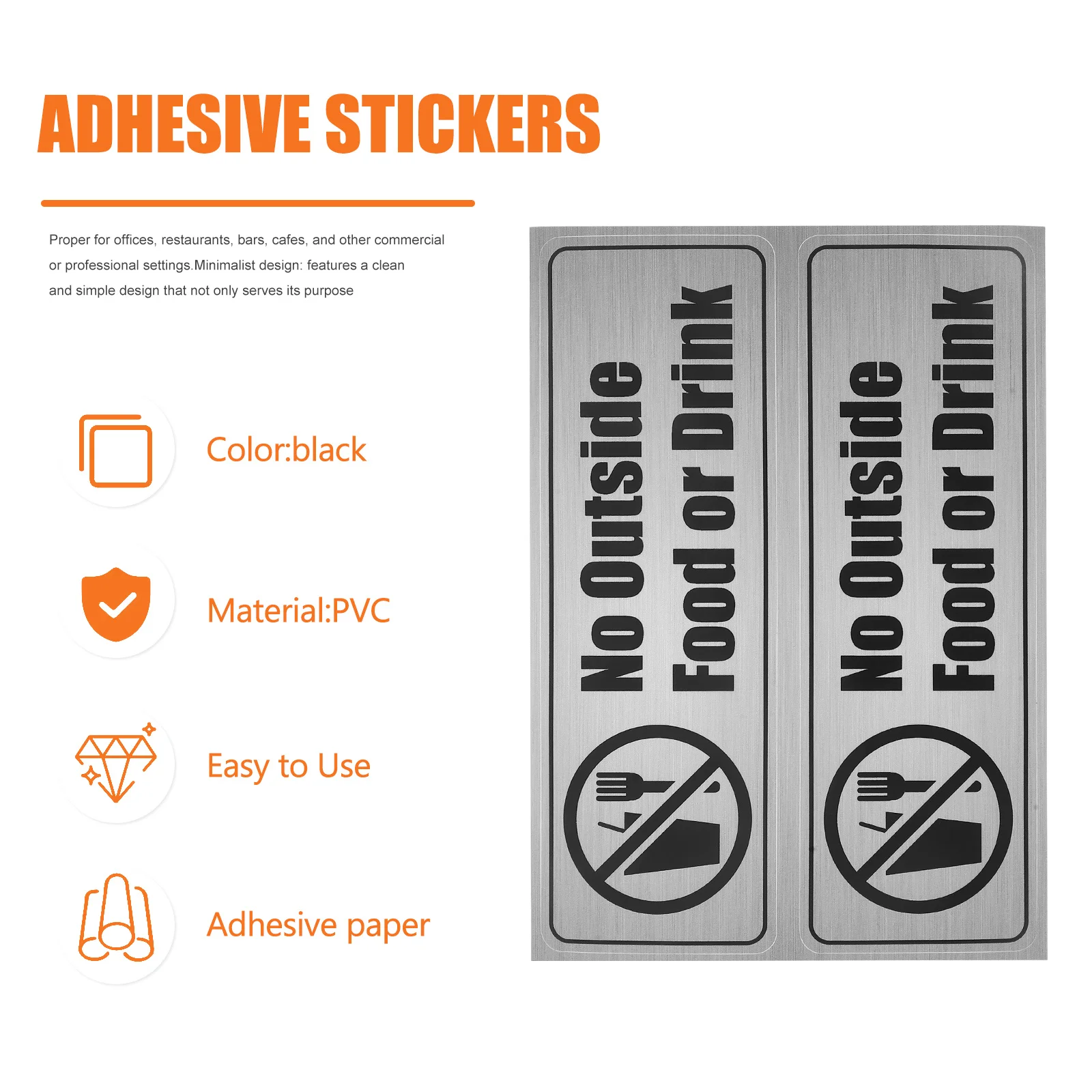 8pcs No Outside Food Allowed Sticker Waterproof Pvc Adhesive Label For Restaurant Office Warning Sign Minimalist Long-Lasting