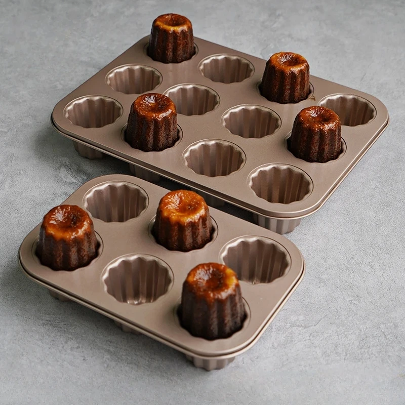 12 Holes Canele Mold Canele Pan Carbon Steel Mini Bundt Cake Pan French Cake Mold Muffin Cupcake Molds For Baking 0136