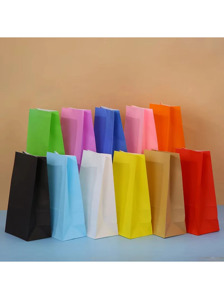 10/20/50 Stück Bunte Kraftpapiertüten für Lebensmittel, Gemüse, Einkauf, Süßigkeiten, Kraftpapier-Lunchbeutel, Lebensmittel-, Keks- und Brotbeutel – Detail 1