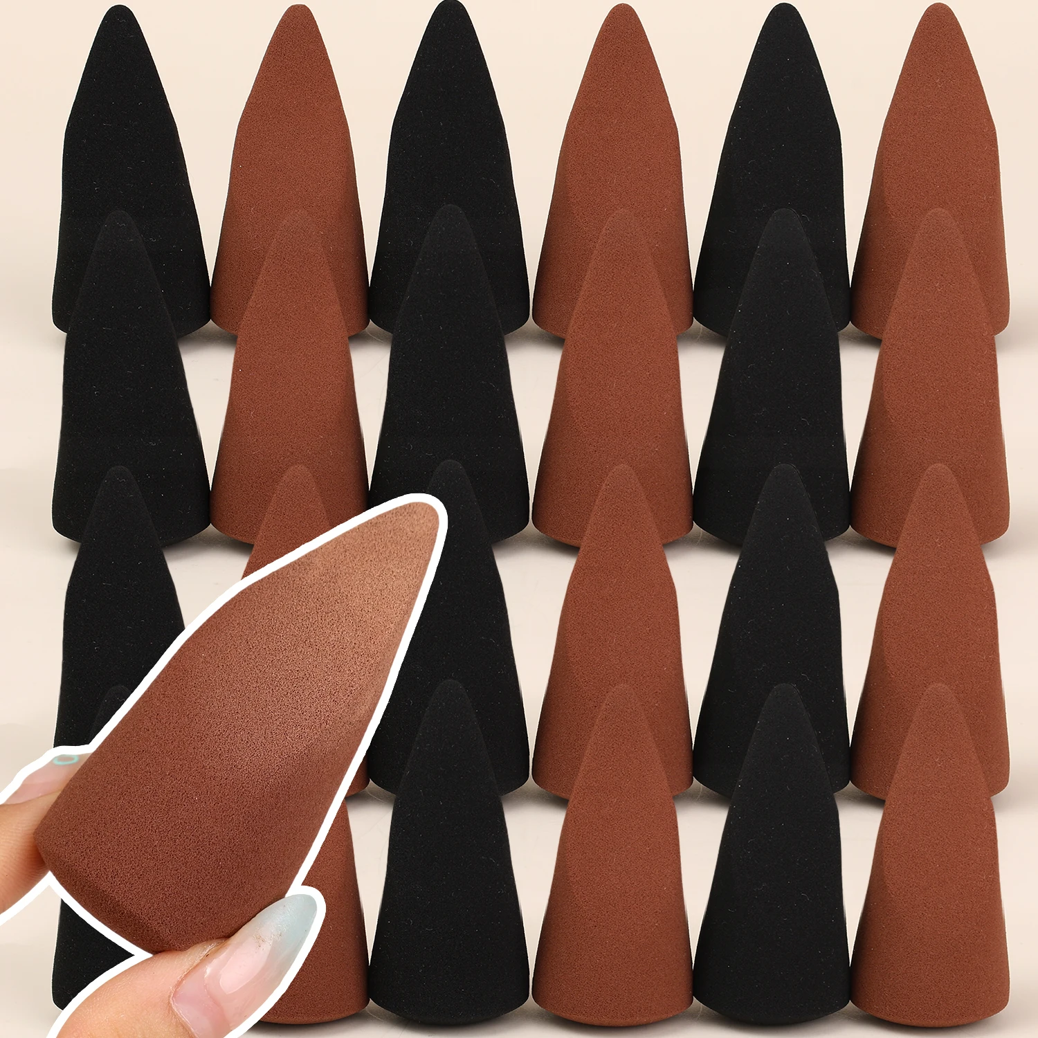 Esponjas de maquillaje súper suaves, color negro y marrón, herramientas para mezclar bases, aplicador de polvo de contorno, uso en seco y húmedo suave, esponjas cosméticas