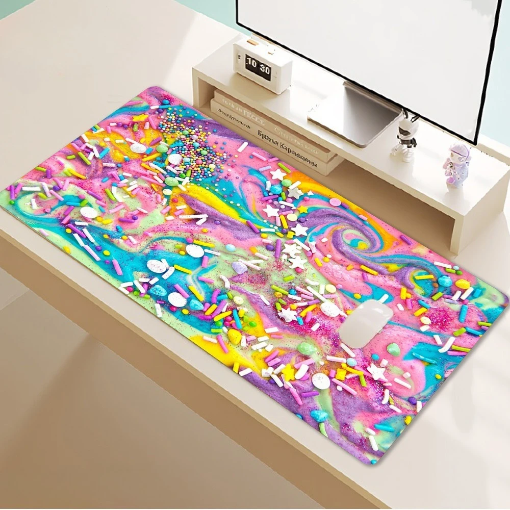 Dopamine color inkblot sugar needle glitter mouse pad - Dreamy macaron powder student desk decoration pad PC accessories