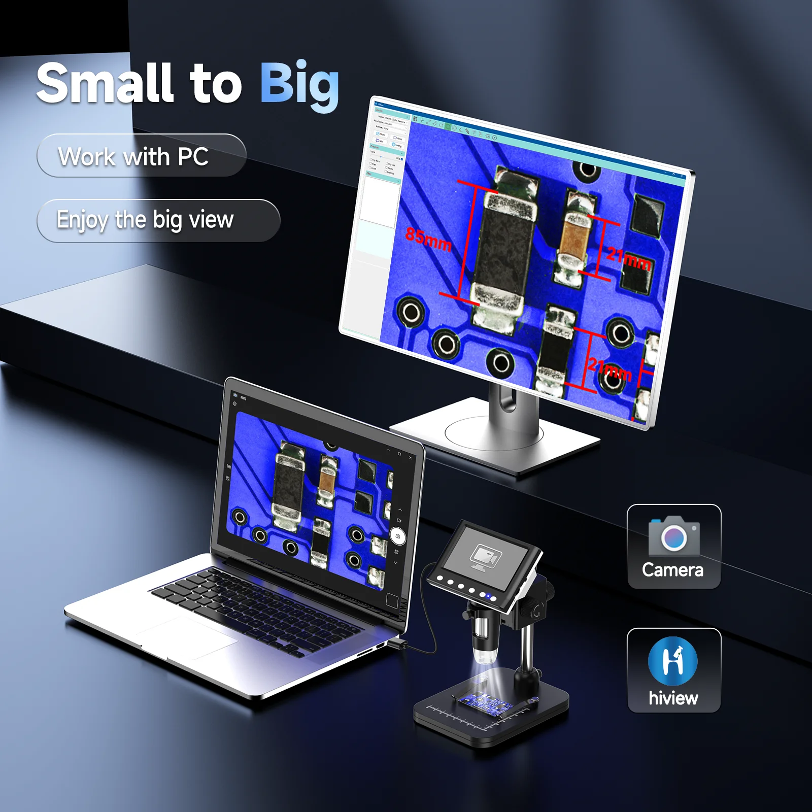 RIEVBCAU 4.3\'\' Digital Microscope 1080P HD Coin Microscope with 8 LEDs, 1000X Coin Magnifier Video Microscope,Windows Compatible
