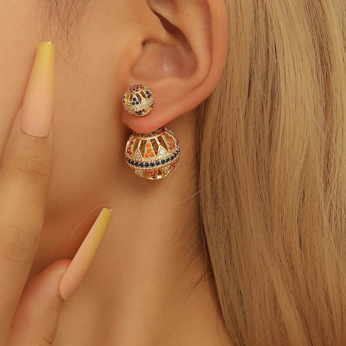 

New Women's Simple Elegant Earrings Daily Jewelry Accessories Metal Skeleton Ball Dangle Earrings