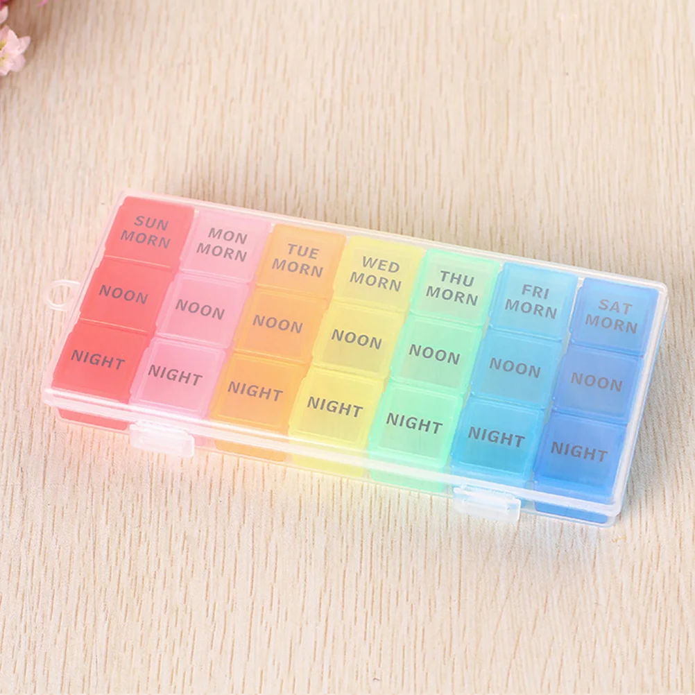 

Colorful English 21 Grids Portable Monthly Organizer Container Storage Medicine Case containers medicine storage case