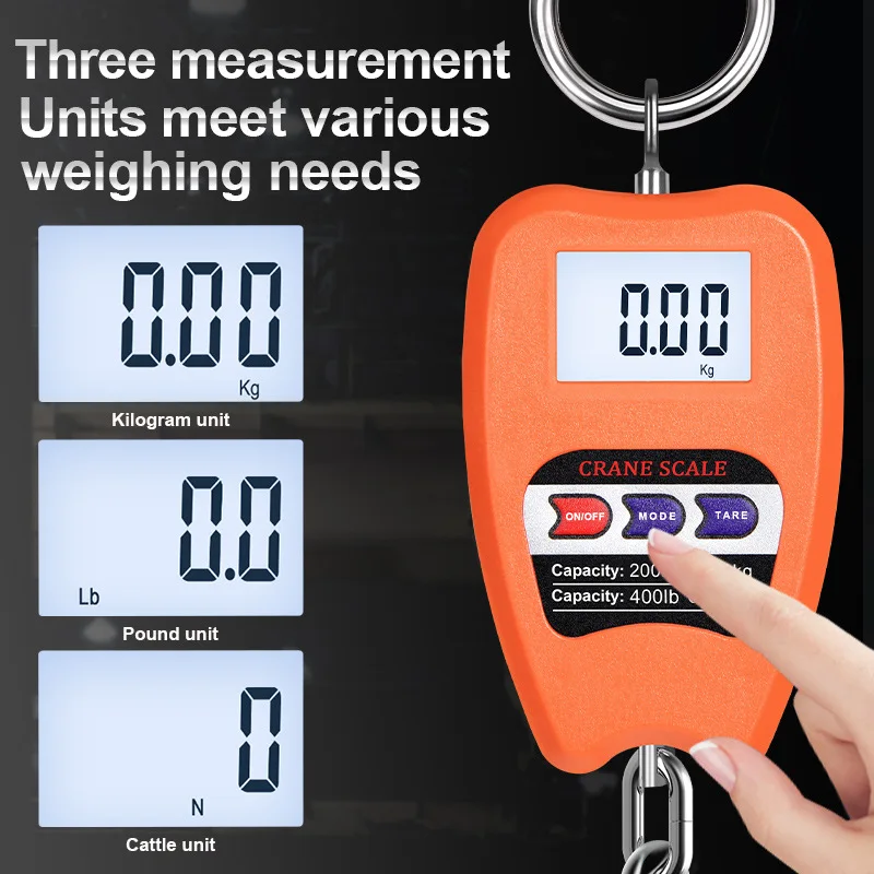 Mini Crane Scale 200Kg Digital Hanging Scale with 0.05Kg Accurate Sensors Portable Digital Luggage Hook Scales for Farm Hunting