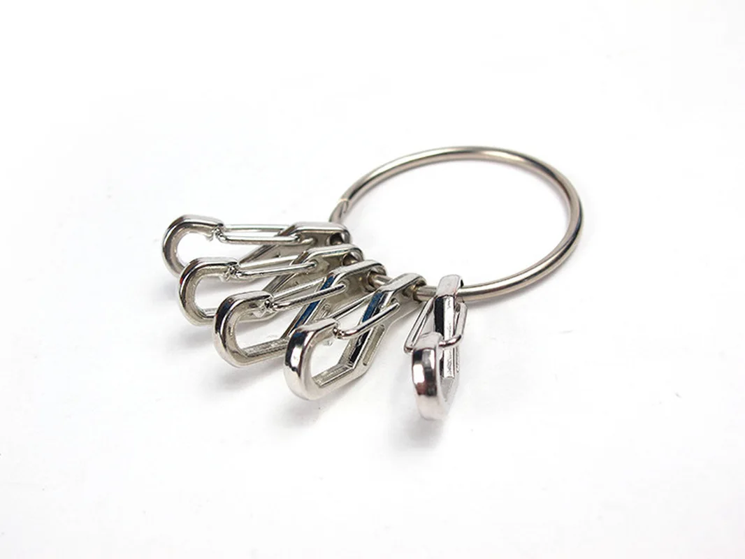 Mini 1PC Quick Release Keyring With 5Pcs TEC alloy Spring hook Keyring Set outdoor Hanging Buckle Carabiner Key Clip Keychain