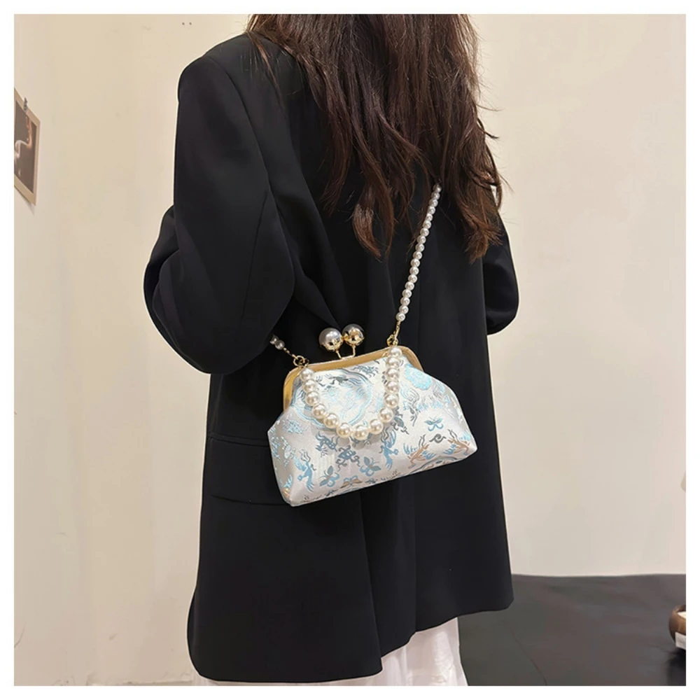 Women's Bag Handbag Chinese Embroidery Women's Handbag New Style Vintage Messenger Bag Pearl Evening Bag Elegant Chinese Style