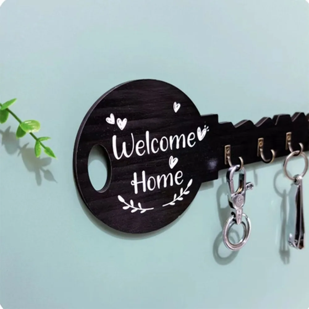 

Storage Organizer Creative Key Wooden Frame Wall Mounted Modern Wall Storage Hook Boxwood Retro Hanging Storage Rack Clothing