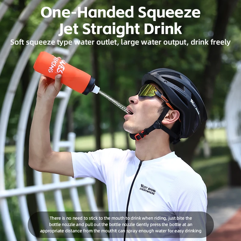 WEST BIKING Portable 620/750ML Outdoor Cycling Water Bottle Multiple Colors Sealed Jet Straight Drink Kettle PP Food Grade Cup