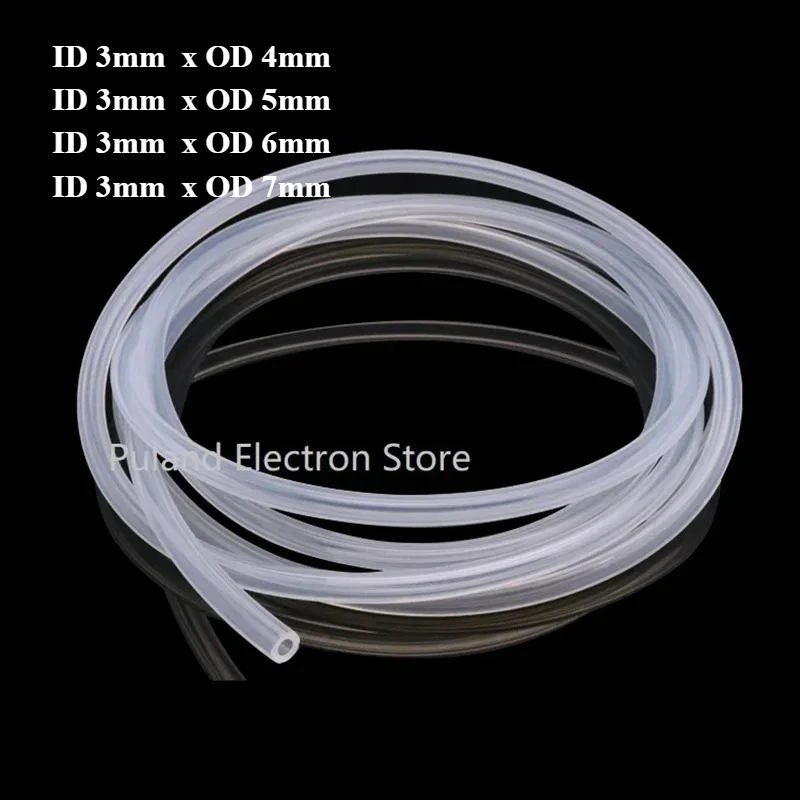1-20M Silicone Tube 3x4mm/3x5mm/3x6mm/3x7mm Food Grade Flexible Drink Tubing Pipe Temperature Resistance Nontoxic Transparent