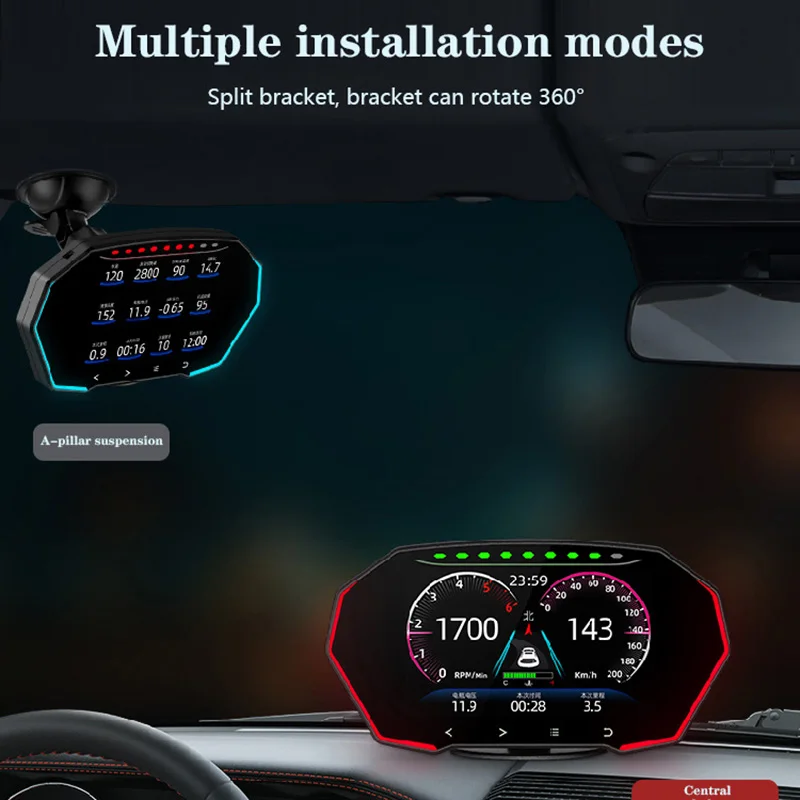 

HUD Head-up Display F11 Turbine Oil Pressure Gauge Temperature GPS/OBD Multifunctional High-definition LCD Instrument