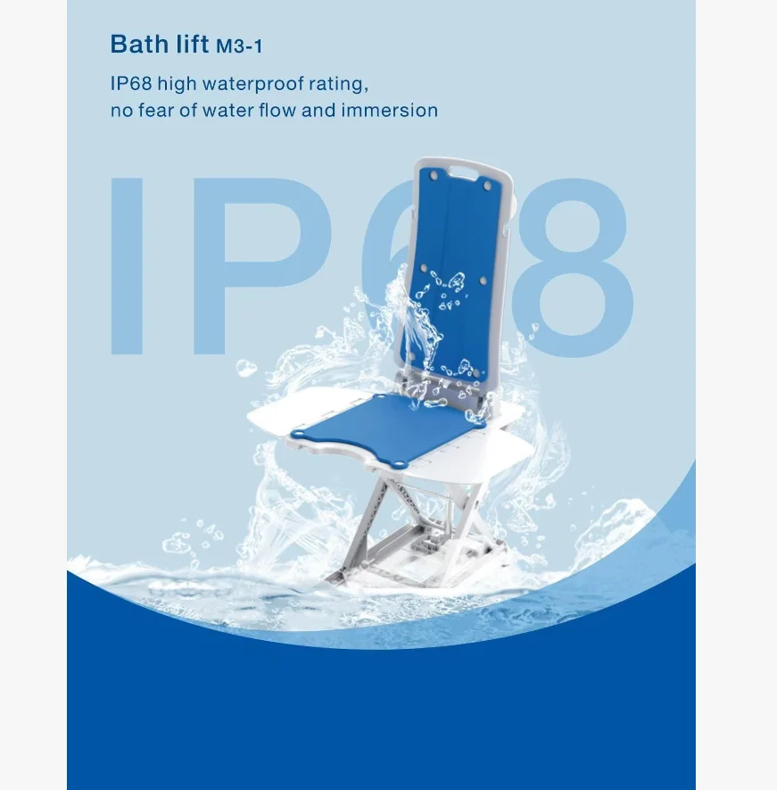 Comfortable Portable Rehabilitation Equipment Electric Adjustable Collapsible Shower Chair