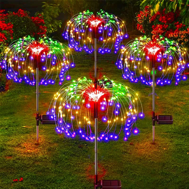 LED Solar Firework Lights Garden Decoration Fairy Lights Waterproof Outdoor Dandelion Lawn Lamp for Garden Landscape Lawn Decor