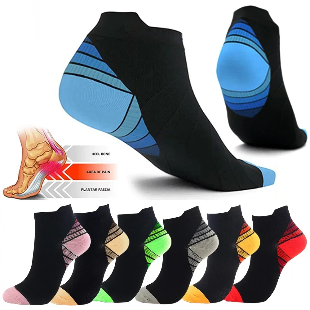 1 Pair Sports Compression Running Ankle Socks for Men and Women, Foot Support Athletic Socks for Running, Cycling, Golf, Work