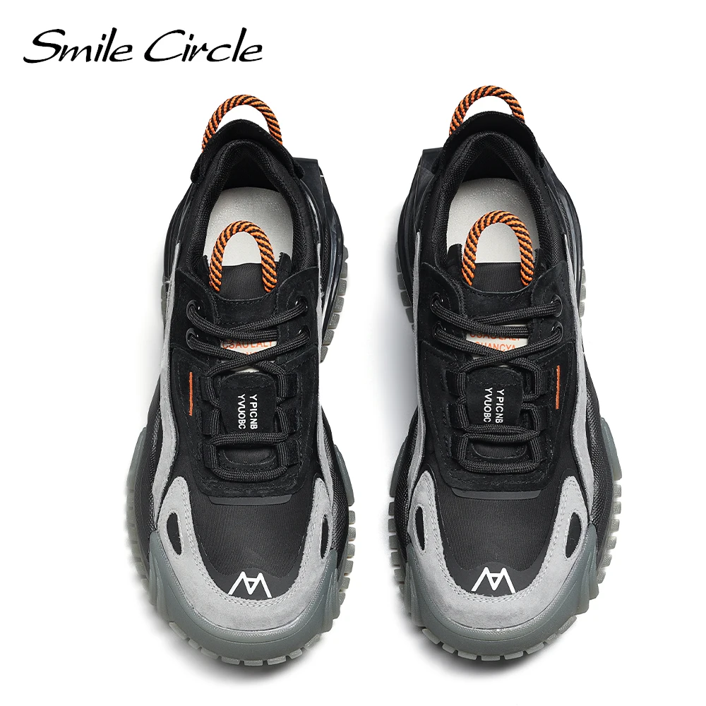 Smile Circle Chunky Sneakers Women Flat Platform Shoes Spring/Autumn Fashion Lace-up Thick Bottom Casual Sneakers