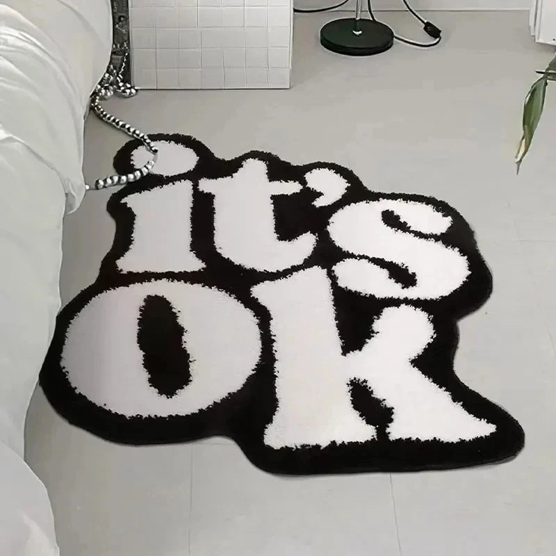 

IT 'S OK Bedside Soft Plush Carpet Bathroom Area Floor Pad Kids Bedroom Doormat Aesthetic Home Room Decor Rug