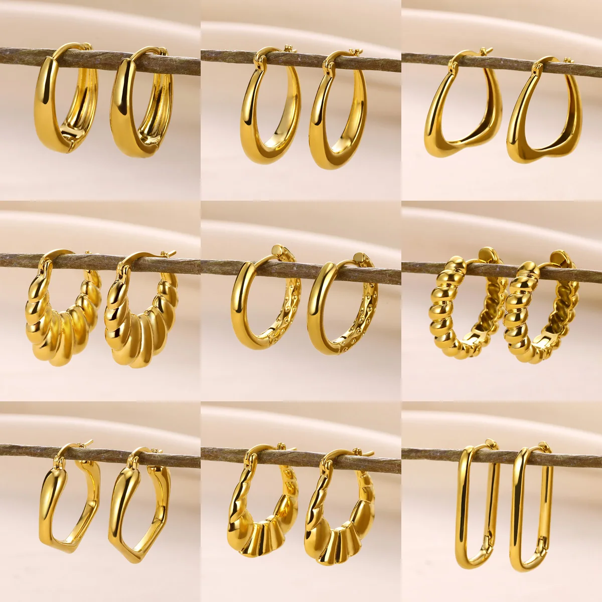 

Gold Color Metal Glossy Round Hoop Earrings for Women French Design Geometric Ear Buckle Huggies Trendy Jewelry pendientes mujer