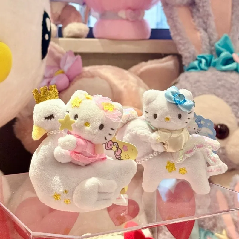 Nova coroa real kitty gato unicórnio cisne boneca de pelúcia pingente kawaii sonhador sanrio feminino unicórnio dos desenhos animados boneca chaveiros presente