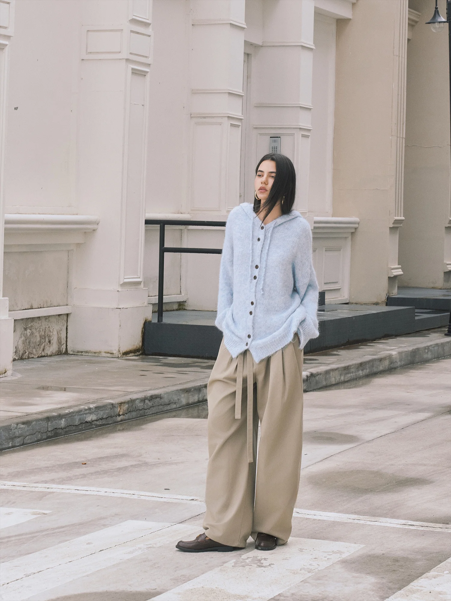 

Кардиган Laid-ba Holiday Blend из шерсти, вязаный, свободного кроя, с капюшоном, универсальный, для осени и зимы, модный женский свитер