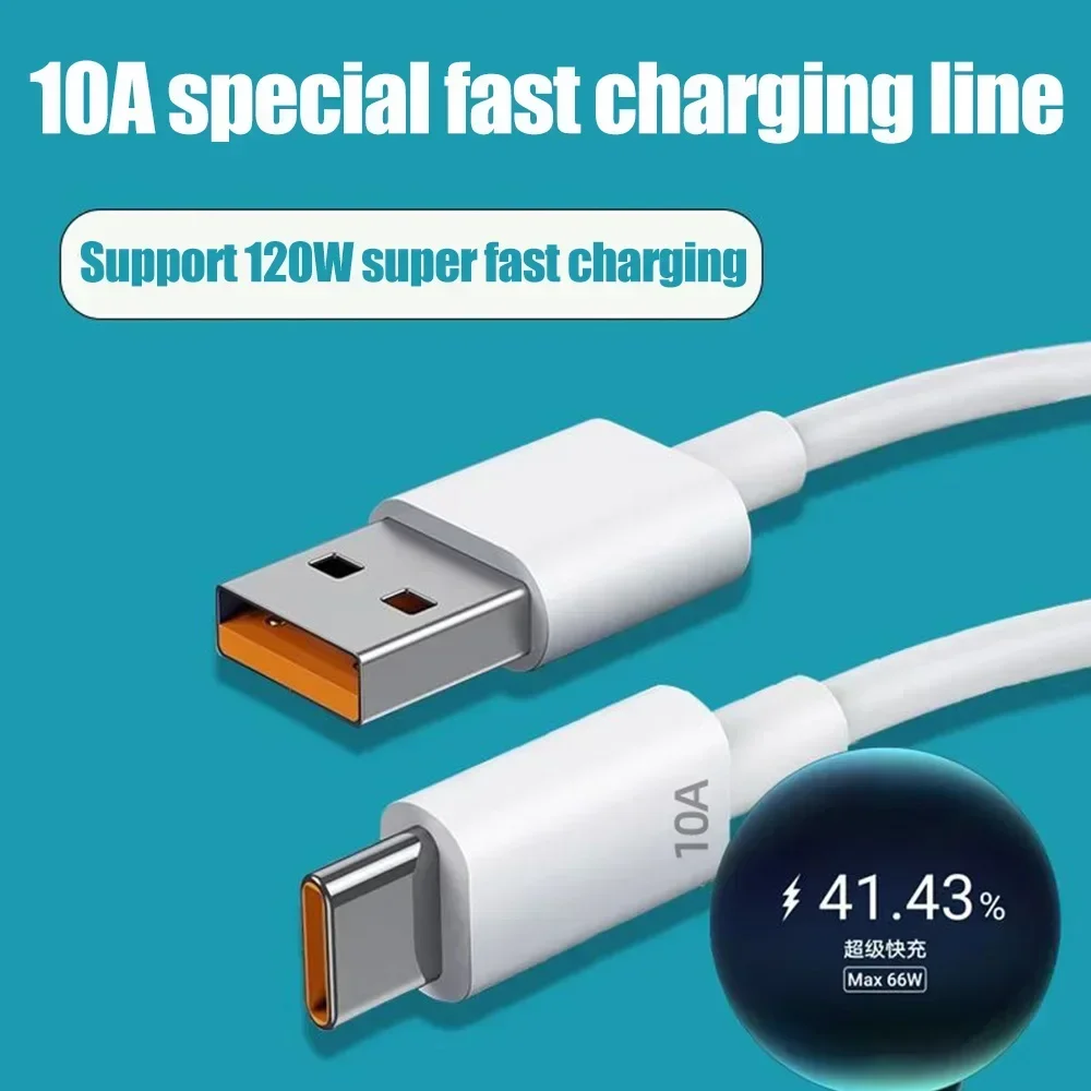 10A Type C Fast Charging Cables for Samsung Xiaomi Huawei Android Phones Universal USB-C 120W Quick Charger Wire Data Cord