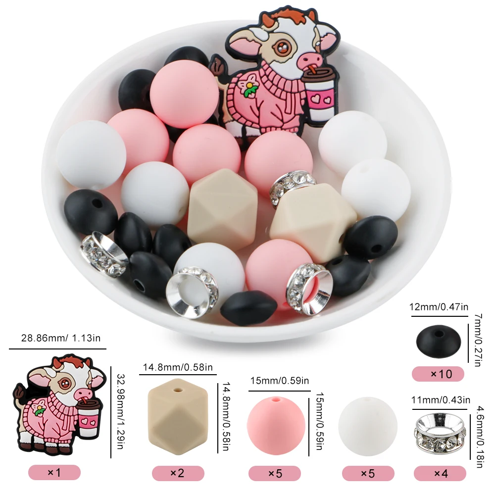 Mixed Styles Set Silicone Beads Silicone Focal Bead DIY Handmade Accessories For Making Jewelry Beaded Pen Keychains