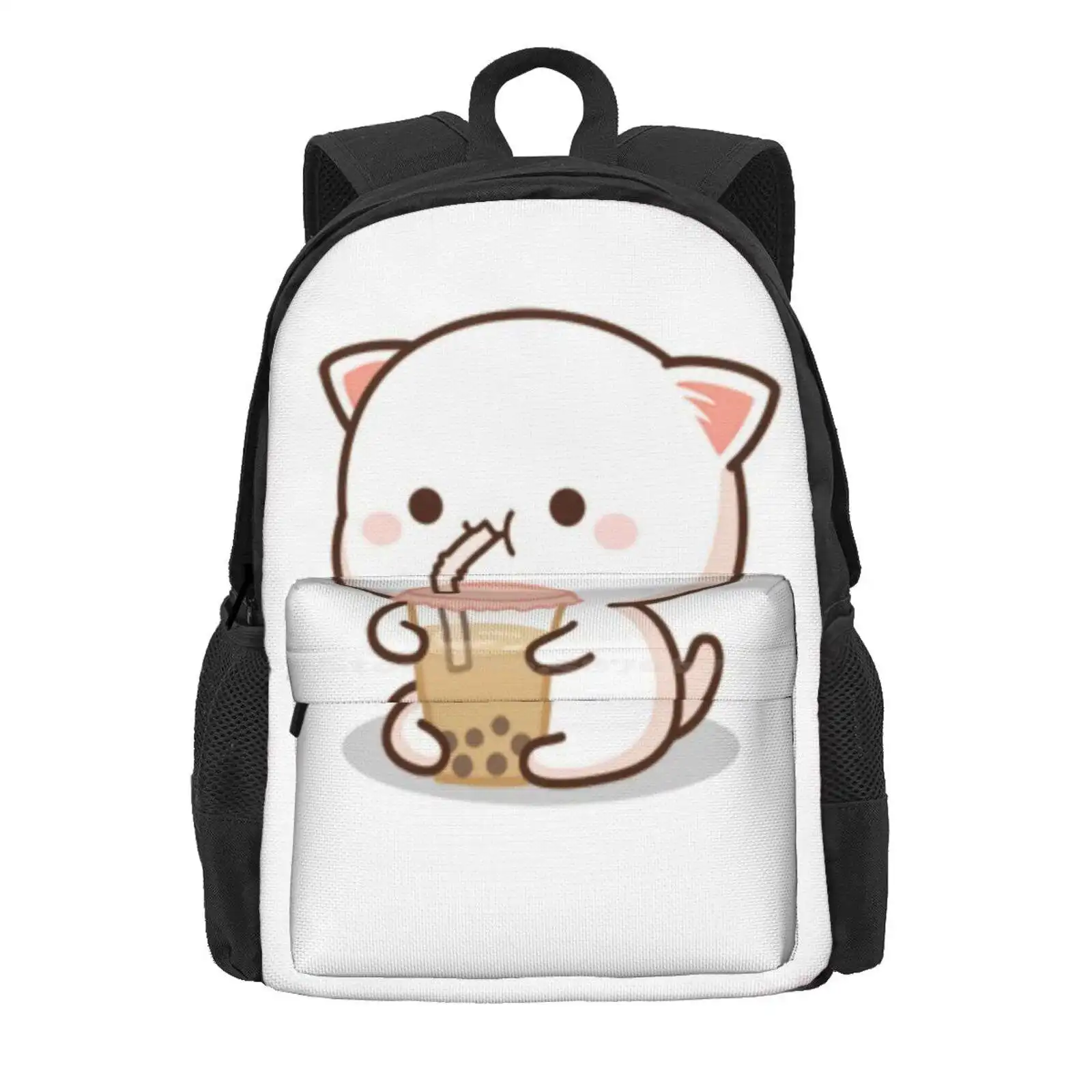 Peach And Goma Hot Sale Schoolbag Backpack Fashion Bags Cat Drinking Boba Milk Cat Person Peach Cat Boyfriend Girlfriend Kawaii