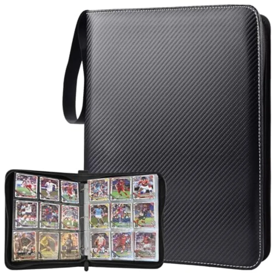 

Portable Trading Card Binder, Holds 1080 Cards with 60 Removable Double-Sided Sleeves, Baseball Card Binder Card Storage Organi