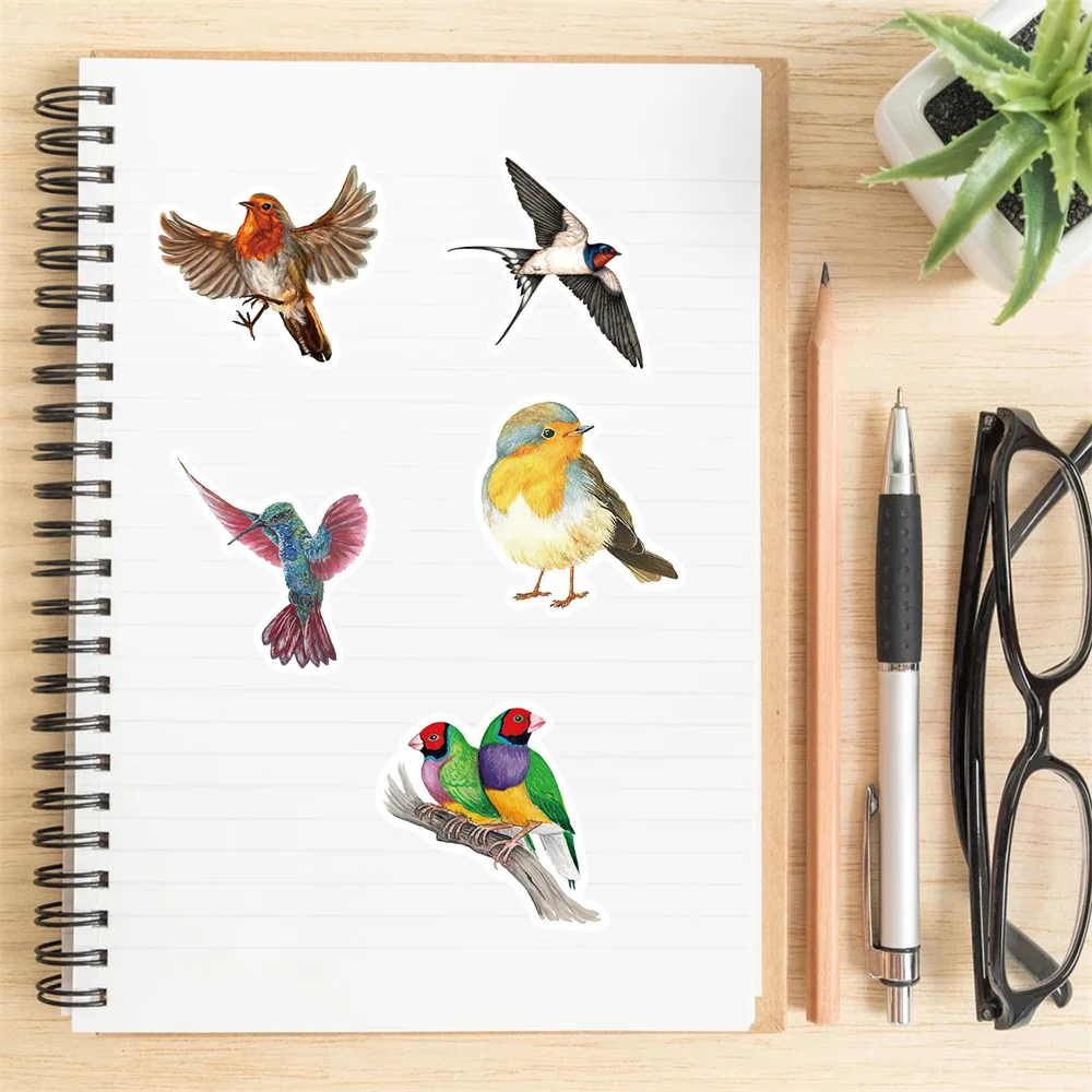 50pcs Aesthetic Bird Stickers For Stationery Ipad Laptop Scrapbook Car Craft Supplies DIY Kids Sticker Scrapbooking Material